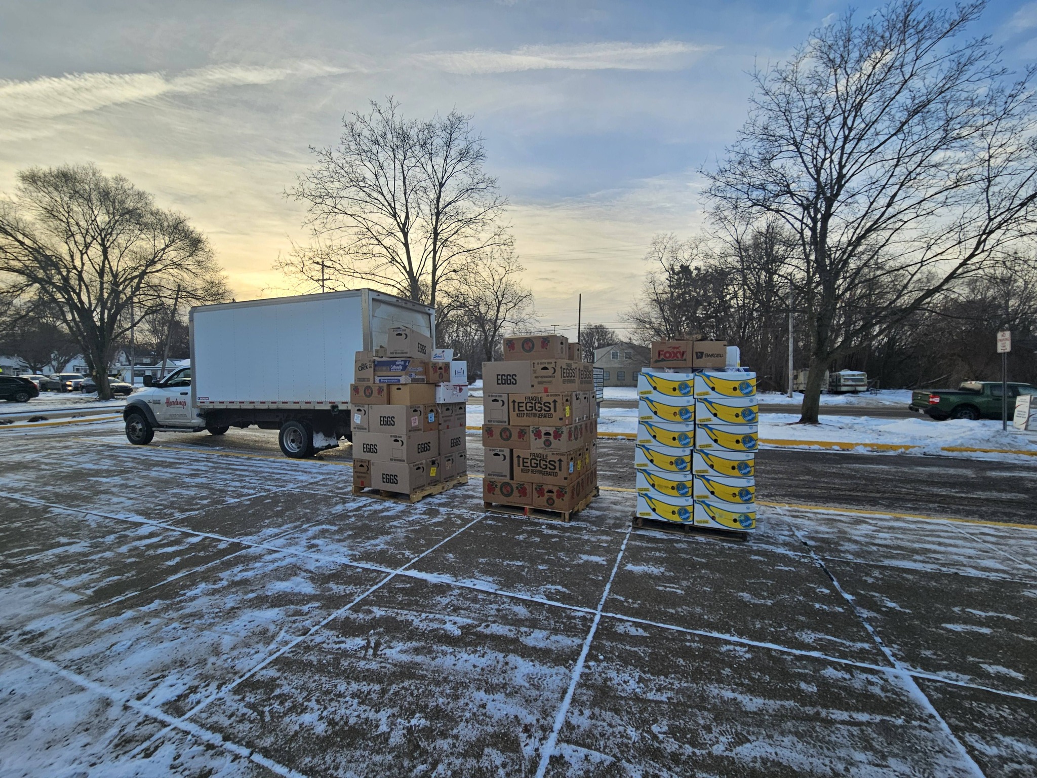 Stacks of food ready for distribution